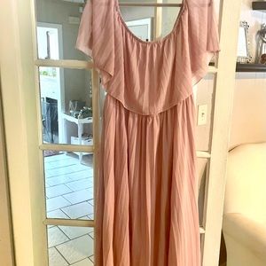 Plus size off the shoulder Rose colored Maxi dress!